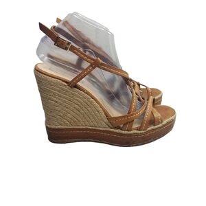 L.K. Bennett strappy leather espadrille wedge platform sandals